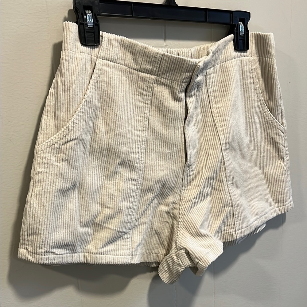 Cream High Waist Shorts with Relaxed Fit